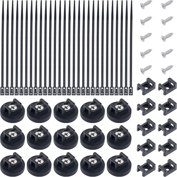 15 PCS Magnetic Zip Tie Mounts, Black Magnetic Wire Holder Multipurpose &