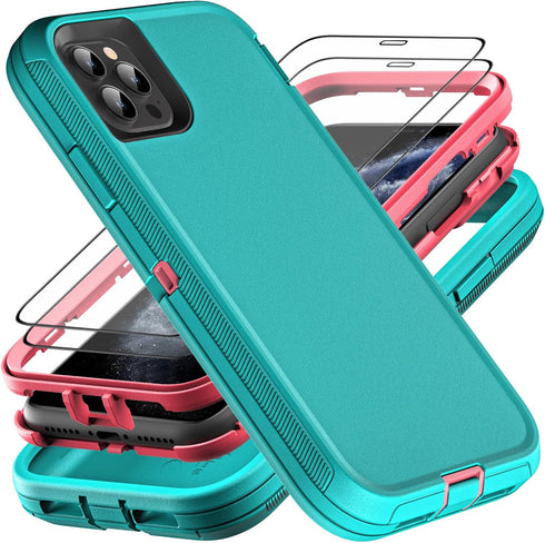Military Grade 3 in 1 Heavy Duty Shockproof/Drop Proof/Dust Proof Case for iPhone 11 Pro, with 2Pcs Tempered Glass