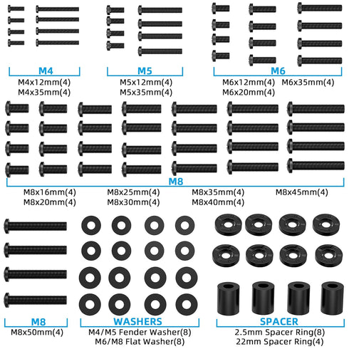 HOME VISION TV Mount Screws - Complete M4, M5, M6, M8 TV Mounting Hardware Kit Set for Most TVs up to 100 inch