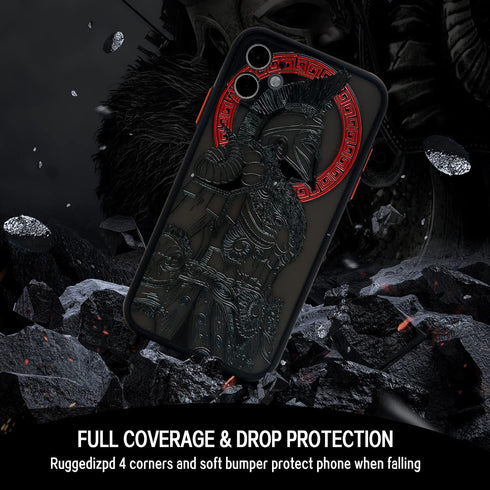 Cool Gladiator Phone Case for iPhone 12, Clear Frosted Trendy Design with 3D Embossed Features
