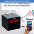 Sonnet Alarm Clock Charging Station, Bluetooth Speaker, AM FM Radio, Dual USB Charging Ports for Heavy Sleepers