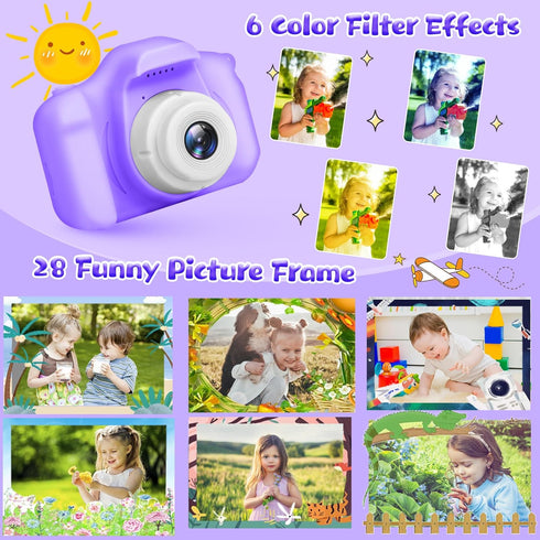 Kids Camera for Boys and Girls, GPOSY Digital Camera with 32GB SD Card, Video Recorder 1080P HD (Purple)