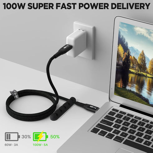 USB C to C Cable 100W 2 Feet (2 Pack), Nylon Braided USB Type C Charging Cable, 5A Fast Charging for iPhone 15, MacBook