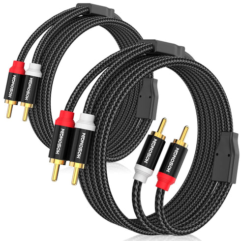 HOSONGIN RCA Cables 8FT 2 Pack - Hi-Fi Sound Nylon Braided Shielded 2-Male to 2-Male RCA Audio Stereo Cable