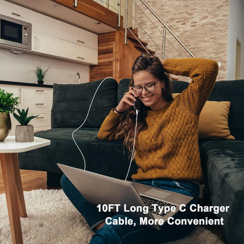 iPhone 15 Charger Fast Charging 10 FT, 2 Pack 20W USB C Wall Charger with 10FT Long Type C Charger Fast Charging Cable