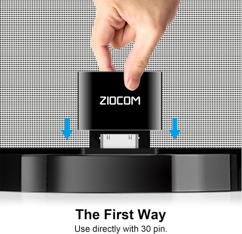 ZIOCOM 30 30 3.5mm Pin Bluetooth Adapter Receiver for Bose iPod iPhone SoundDock and Other pin Dock Speakers with Aux