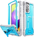 FITO Heavy Duty Case for Samsung A52, Dual Layer Shockproof with Built-in Screen Protector and Kickstand, Blue