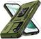 DEERLAMN Case for Samsung Galaxy S23 FE with Slide Camera Cover + Screen Protector, Olive Green Shockproof