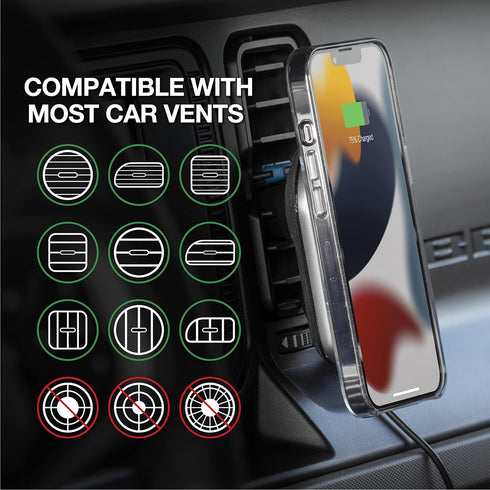 Scosche MPQ5DV-XTSP MagicMount Pro Charge5 15W Wireless Charging Car Mount, Magnetic Phone Holder for Dashboard/Vent