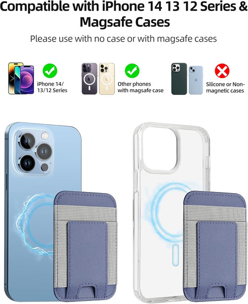 Upgraded Magsafe Wallet, Strongest Magnetic Wallet for iPhone with 2 Card Slots, Vegan Leather, Fit 7 Cards, Purple