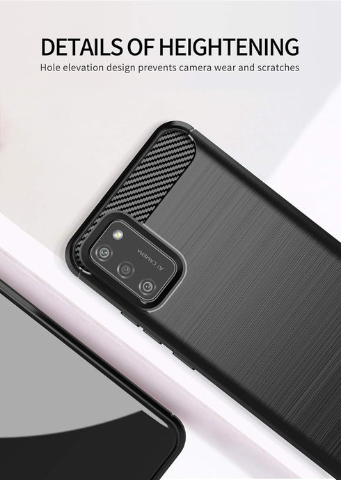 Samsung Galaxy A02S Case with HD Screen Protector, Soft TPU Slim Fashion Non-Slip Protective Cover (Black Brushed TPU)