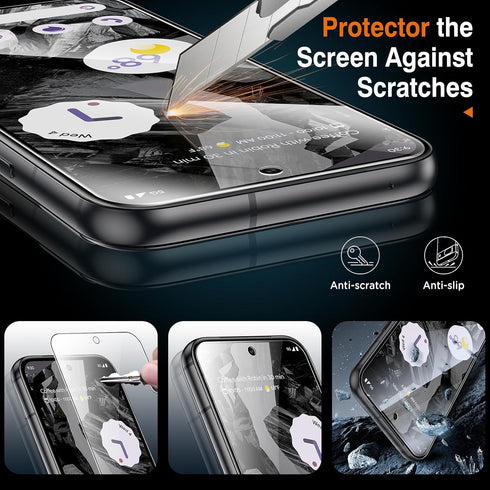 LK 2 Pack Screen Protector for Google Pixel 8a - Military Grade, HD Ultra-thin, 9H Hardness, Anti-Scratch, with Camera
