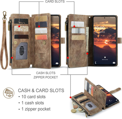 Asuwish Samsung Galaxy A52/A52S 5G Phone Case, Wallet Cover with Tempered Glass Screen Protector, Flip Credit Card