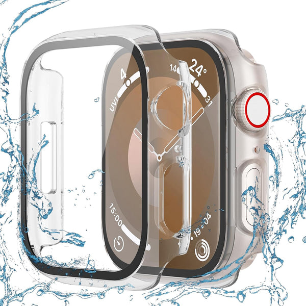 2 Pack Waterproof Case for Apple Watch 40mm, Compatible with SE (2nd Gen) Series 6 5 4, Tempered Glass Screen Protector