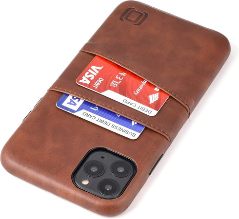 Dockem Wallet Case for iPhone 11 Pro Max, Built-in Metal Plate for Magnetic Mounting, Brown Synthetic Leather