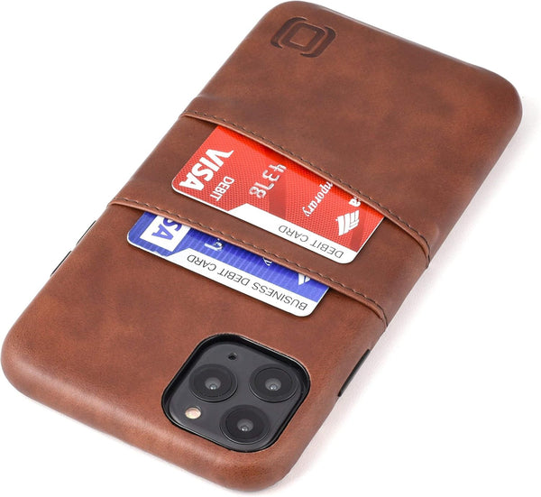 Dockem Wallet Case for iPhone 11 Pro Max, Built-in Metal Plate for Magnetic Mounting, Brown Synthetic Leather