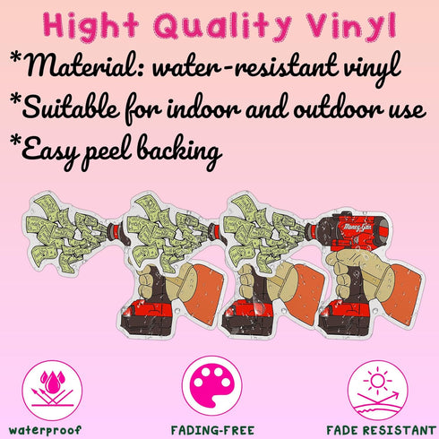 Set 3 (2 Inches) Pcs - Money Gun Hard Hat Sticker Lineman, Mechanic, Blue Collar Die-Cut Waterproof Vinyl Sticker