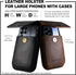 Leather Phone Pouch for Belt, S23 Ultra Belt Clip Holder for Men, Large Phone Holster, iPhone 14 Pro Max Belt Clip Case, Universal Smartphone Leather Sheath Magnetic Closure