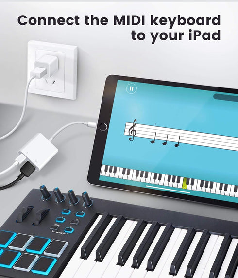 USB Adapter for iPhone/iPad, Lightning to USB Female OTG Adapter, USB3 with Charging Port, Supports Flash Drives