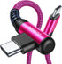 AINOPE USB C Cable Pink Rose Charger 60W, 2 Pack 6.6FT Type C Right Angle Compatible with iPhone 15 Pro Max