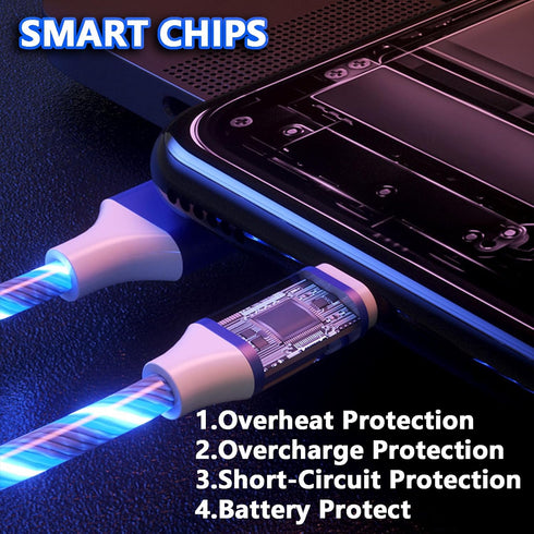 2 packs Micro USB Cable Android Charger, 6.6FT Led Light Up Glowing Micro USB Fast Charging Cord for Android, Samsung Galaxy S7, Note 5, Kindle and Other Micro USB Devices(Colorful&Colorful)
