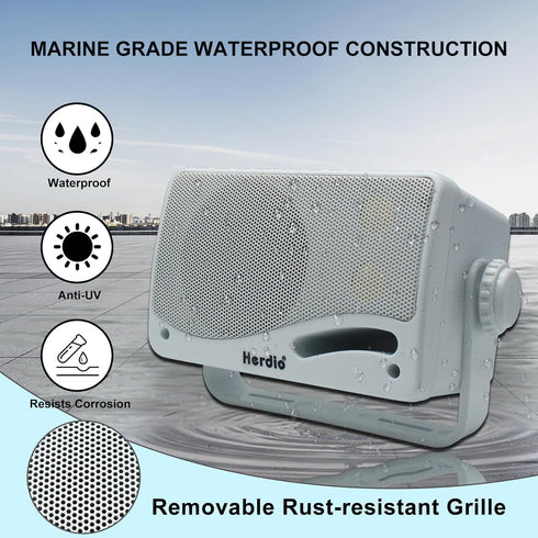 Herdio 3.5 Inch Passive Outdoor Speakers, Wired Waterproof, 200W 3 Way Premium Mountable Wall Mount Speakers with