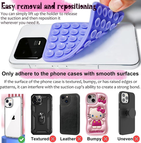 LvShuLiangPin 2 Pack Anteel Silicone Suction Cup Phone Case Mount Double Sided, Hands-Free Strong Grip Silicon Phone