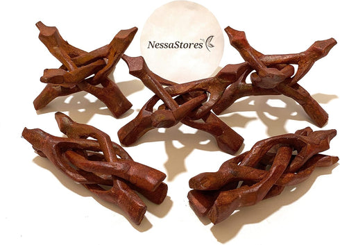 NessaStores - Carved Tripod Wood Stand Holder 4" #JC-045 (8 pcs)