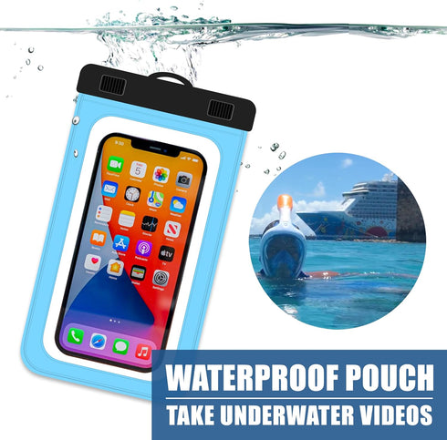 Cruise Lanyards Extra Large Waterproof Cell Phone Pouch - Touch Screen Dry Case for Phones up to 7” (2-Pack)