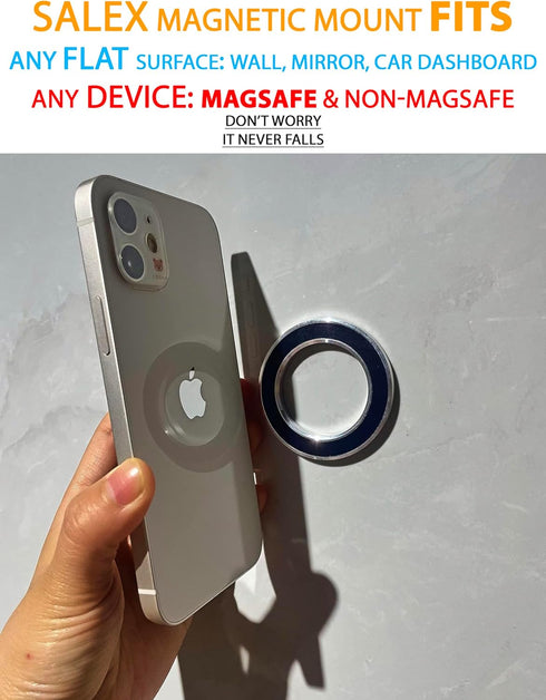 SALEX Compatible with Magsafe Car Mount for Dashboard, Wall, Fridge, 2 Pack Stick On Magnetic Phone Mount for iPhone