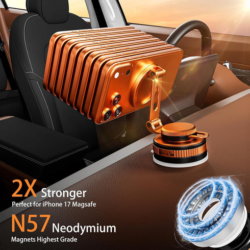 Obmnor 108LBS 3000GF 17/16/15Pro Upgraded Vacuum Magnetic Phone Holder for Car, Nano Gel Suction Cup Phone Mount