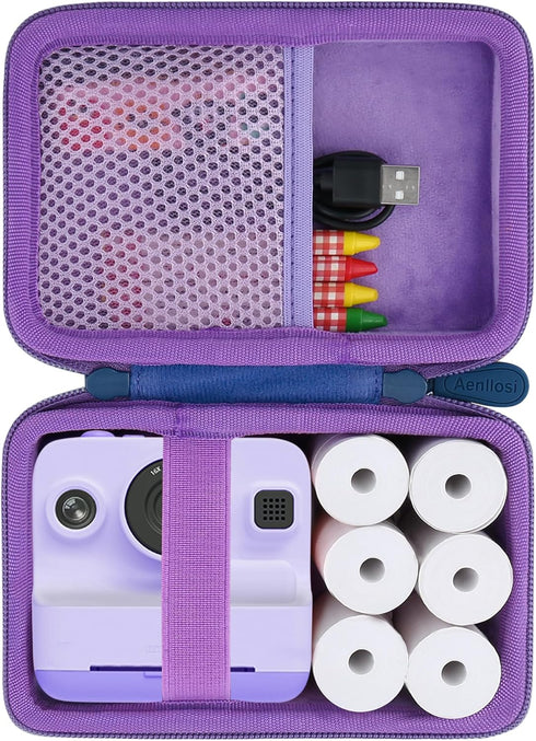 Aenllosi Hard Camera Case for Dylanto/Meetrye/Anchioo Kids Camera Instant Print, Purple, Includes 6PCS Print Paper