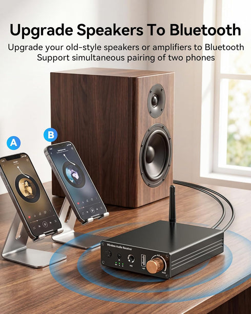Rylithon 6.0 3.5mm/RCA, Bluetooth Receiver, Hi-Fi Adapter with Wireless Long-Range Low-Latency, Suitable for Home Audio