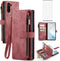 Asuwish Samsung Galaxy Note 10 Wallet Cover with Tempered Glass Screen Protector, Leather Flip, Card Holder, Red