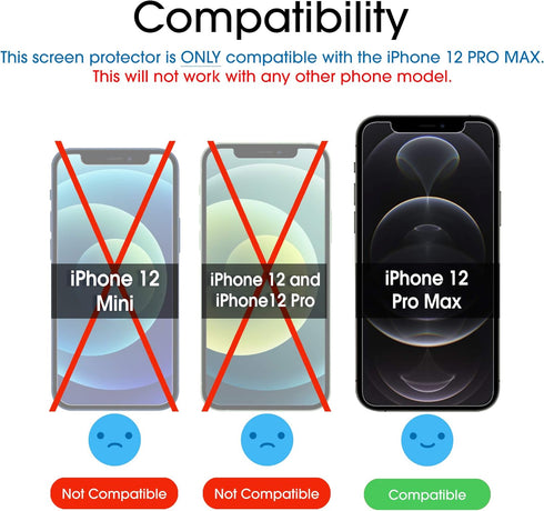 amFilm OneTouch Glass Screen Protector for iPhone 12 Pro Max (6.7", 2020), 2 Pack