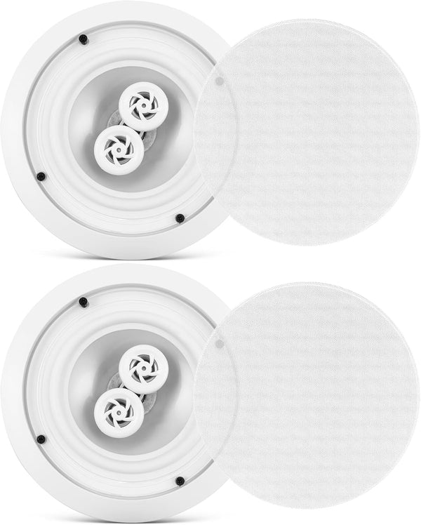 Pyle 6.5 Inch 300W Home Audio In Ceiling Marine Grade Waterproof Speaker, 8 Ohm, with 60Hz to 22kHz Frequency Response,