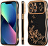 ZTOFERA Cute Curly Wave Frame Case for iPhone 13 Pro Max, Luxury Plating Butterfly Pattern, Soft TPU Shockproof (Black)