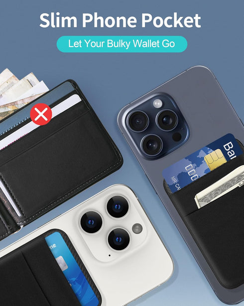 Senose Magnetic Wallet Compatible with Magsafe, Stretchy Magnet Phone Wallet Card Holder for iPhone 15/14/13/12