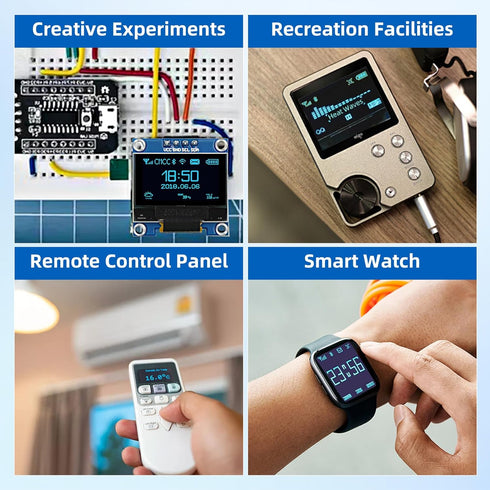 iPistBit 5 0.96 Inch 128x64 SSD1306 I2C ESP32(Blue) Pcs OLED Display Module, Pixel Luminous OLED Display Board