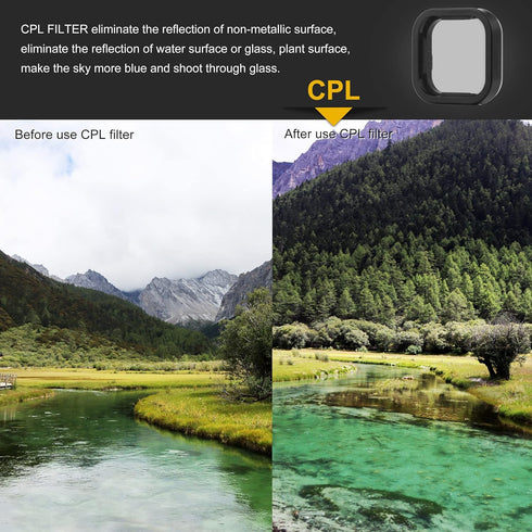 GEPULY 4 Pack ND8 ND16 ND32 ND64 12/11/10/9 Camera Lens Filter for GoPro Hero Black, Neutral Density Lens Filters