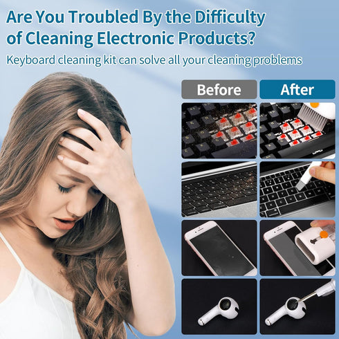 Keyboard Cleaner Laptop Cleaning Kit, 12 in 1 Computer Tech Cleaning Brush, Electronic Screen Cleaner for MacBook,