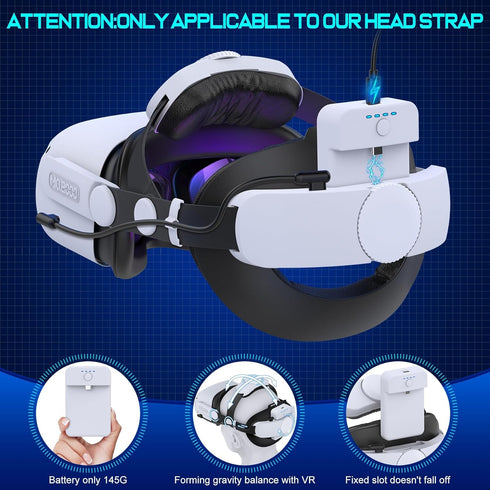 NinxGloy 7500mAh Rechargeable Battery Pack for Oculus Quest 2, Lightweight Power with LED Indicator, Charging Dock
