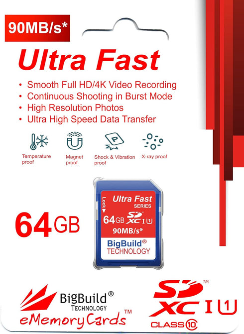 64GB Ultra Fast SDXC 90MB/s Memory Card Compatible with Sony Cyber-Shot DSC HX60, HX80, HX90, H300, HX350, HX400V, H300B/HX400VB, HX60B/HX90B Camera