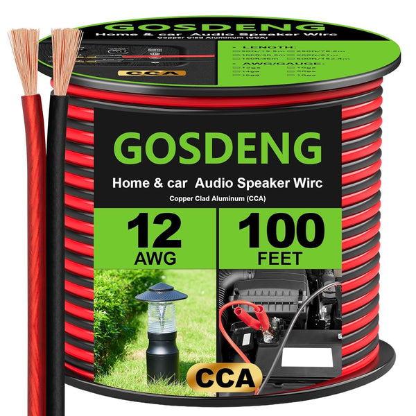GOSDENG 12 Gauge Speaker Wire- 100 ft Spec Soft Touch Audio Wire for
