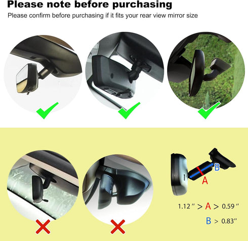Quyee 4-7 Inch Phone Holder Car, Rear View Mirror Phone Holder - Aluminum Alloy Mount Multi-Angle Adjustment Rotatable