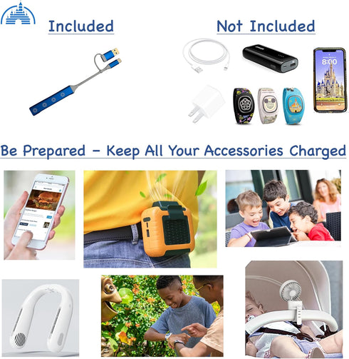 MultiCharger for MagicBand+, Compatible with FuelRod & Other External Battery, Disneyland Accessories for Disney World