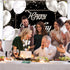 Happy Birthday Backdrop Banner | Black and Silver Photography Background | Large Party Sign Poster for Men and Women