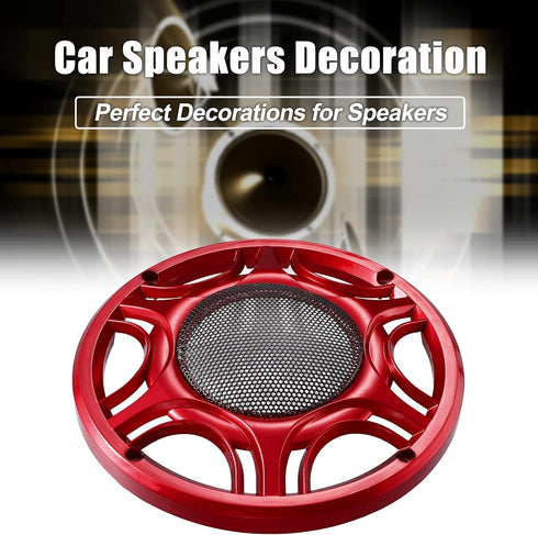 X AUTOHAUX 2pcs 6 Inch Car Metal Audio Speaker Grill Cover, Red Decorative Circle Grille Protector