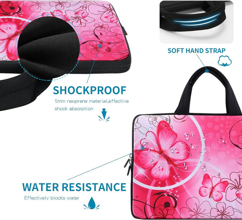icolor Laptop Handle Bag for 14 15 15.4 15.6 inch, Neoprene Sleeve Pouch for Dell, Lenovo, Toshiba, HP, ASUS (Pink)