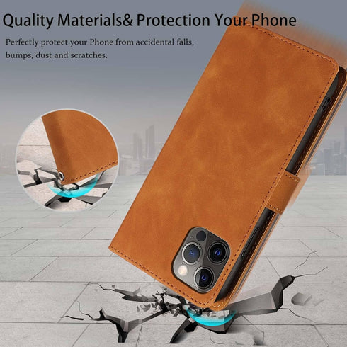 JHWVVTF 12/12 6.1inch, 4 Phone Case for iPhone Pro RFID Blocking Card Slots Holder, Wrist Strap, Shockproof Protective